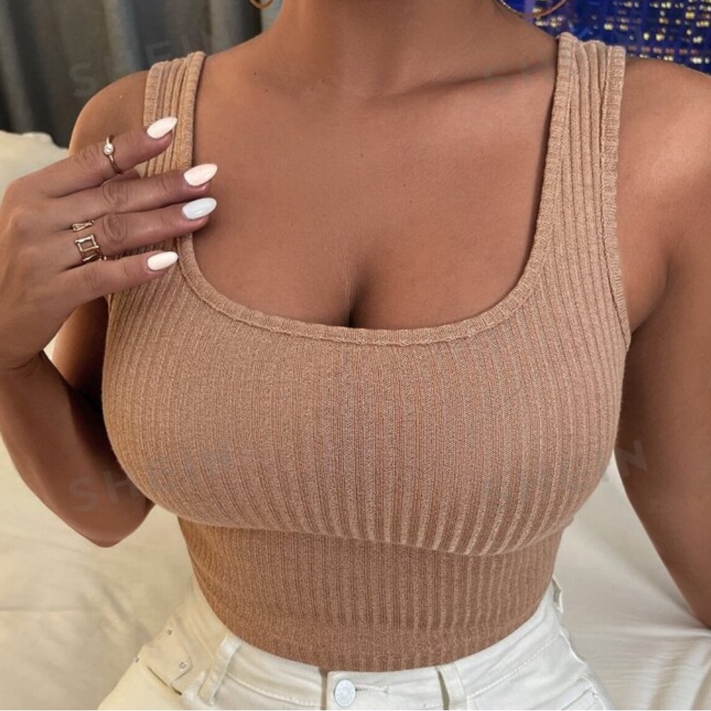 Slayr Solid Rib-Knit Crop Tank Top